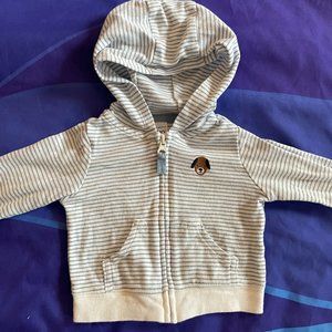 🔥6/$10🔥 Carter's Baby Zip-Up Hoodie, Newborn Size, Stripes w/Dog